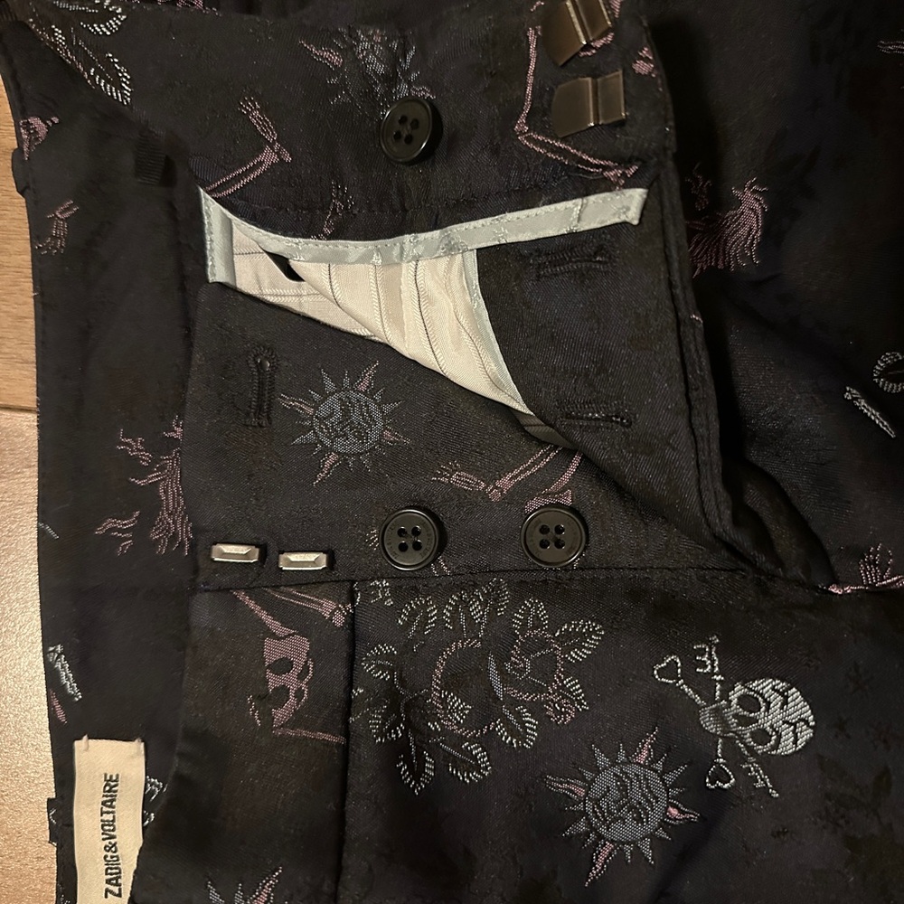 Navy Patterned Pants - Picture 3 of 8